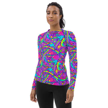 Women's Rash Guard - Neon Galaxy Whirl