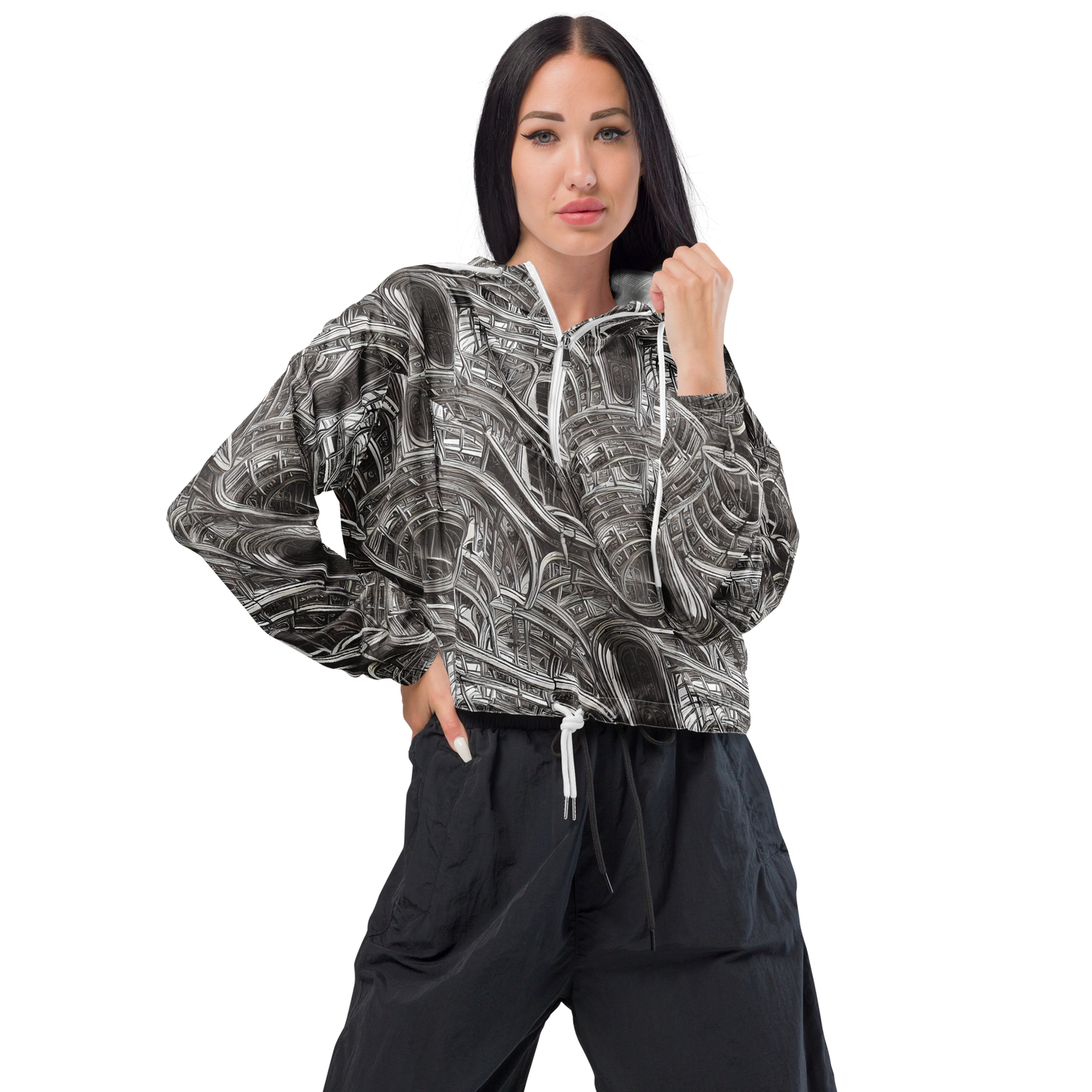 Women's Cropped Windbreaker - Piranesi's Dream