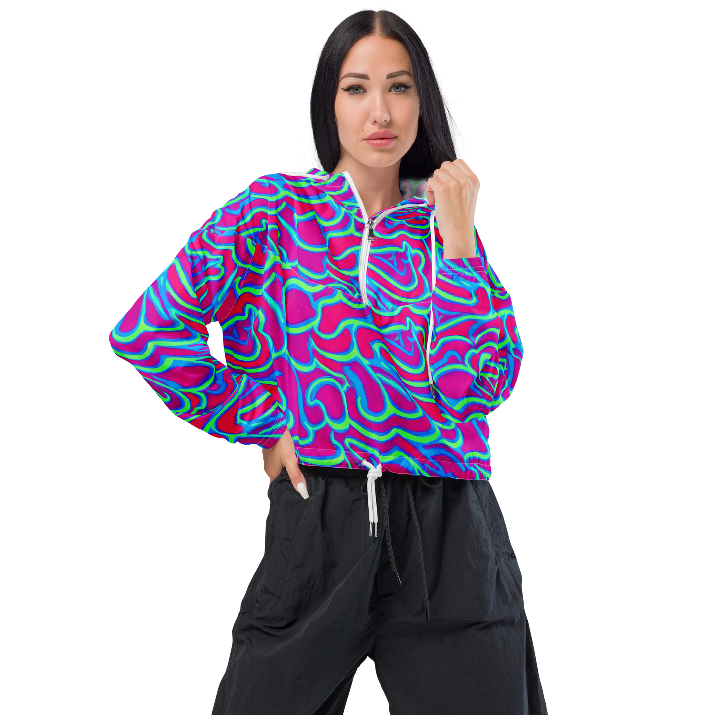 Women's Cropped Windbreaker - Aquatic Ember