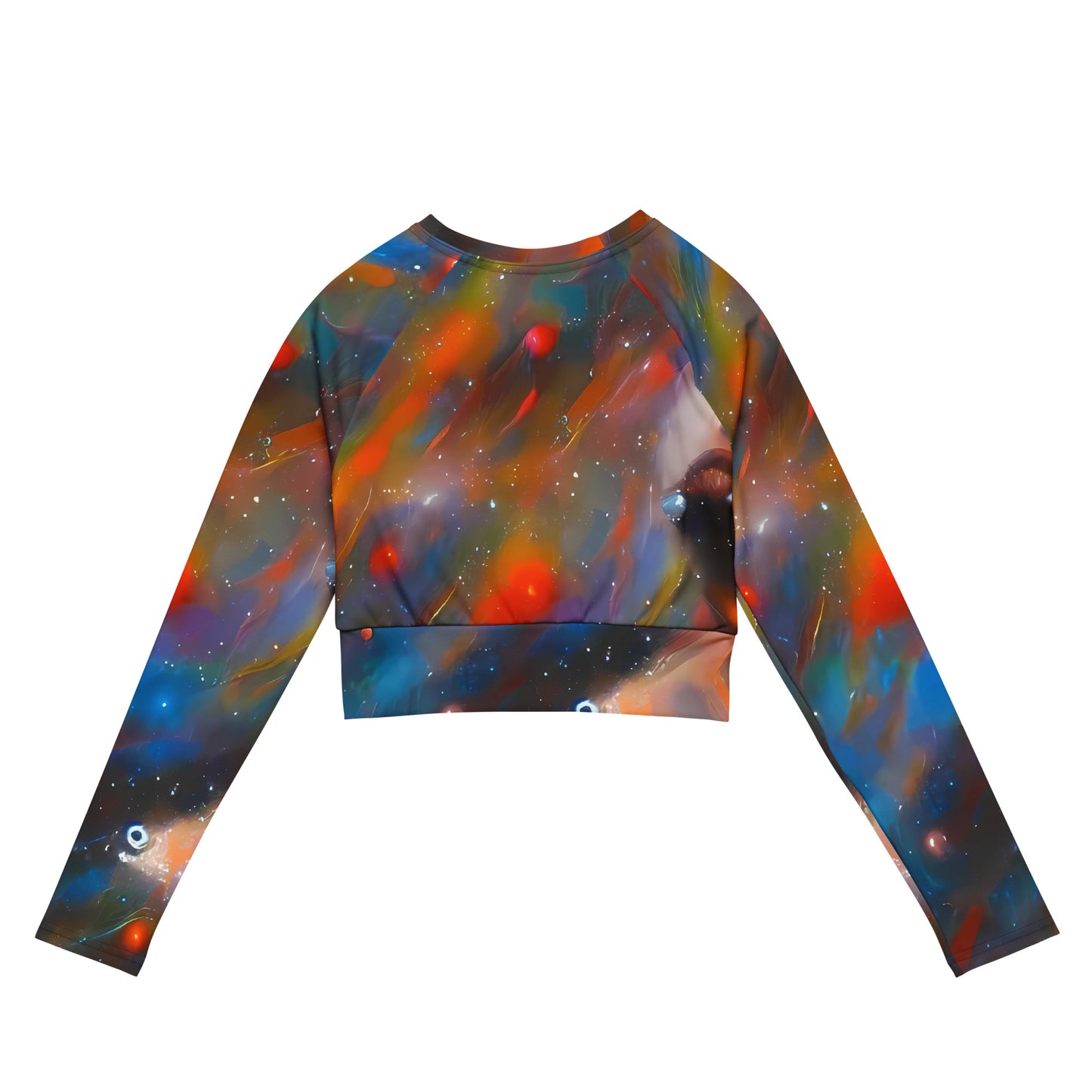 Long Sleeve Crop Top - Painterly Void