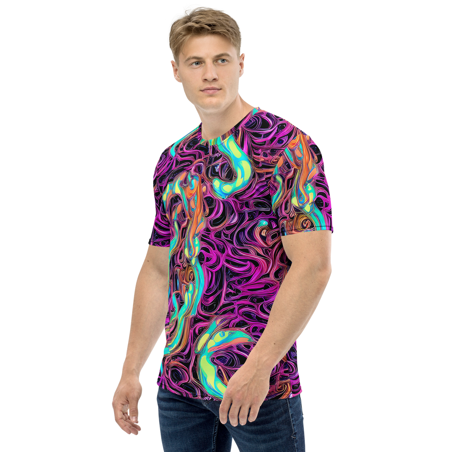 Men's Crew Neck T-Shirt - Neon Drizzle