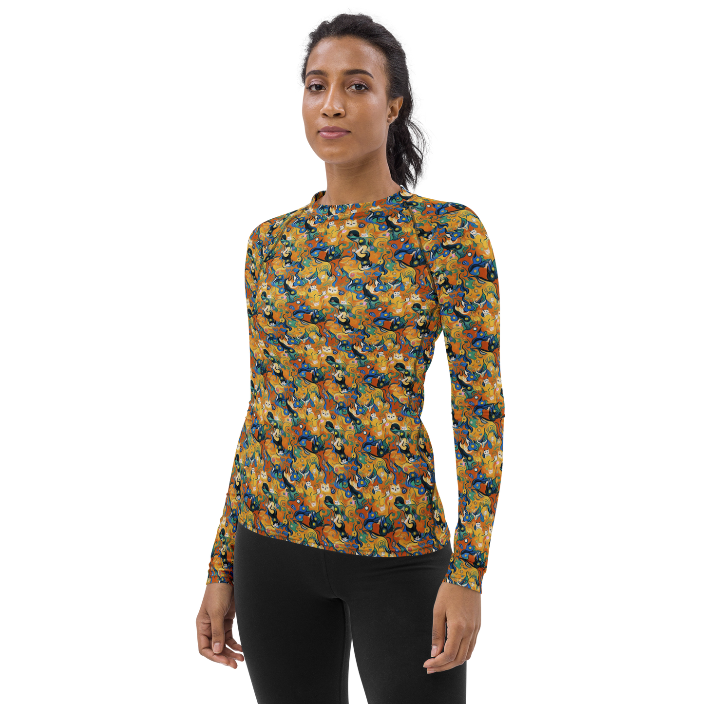 Women's Rash Guard - Whimsical Feline Dance