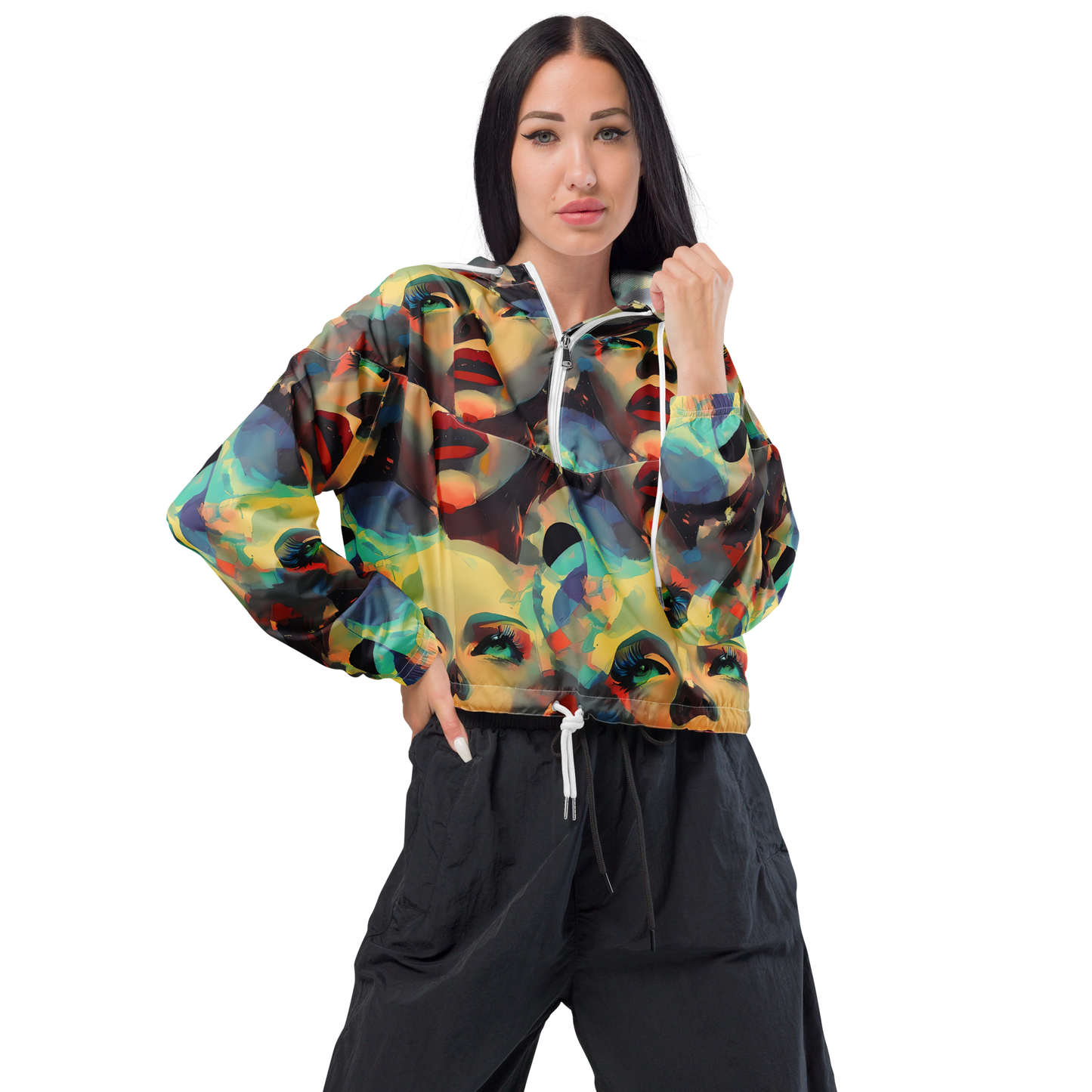 Women's Cropped Windbreaker - Astral Reflections