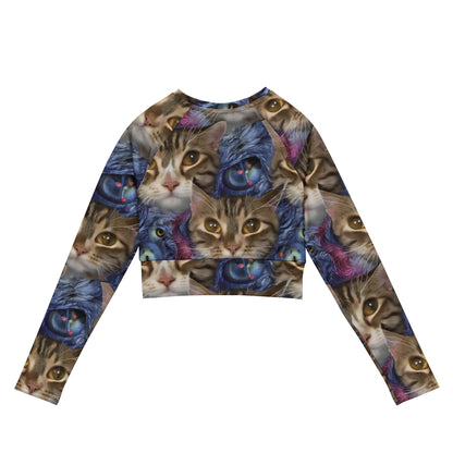 Long Sleeve Crop Top - Feline Fantasy