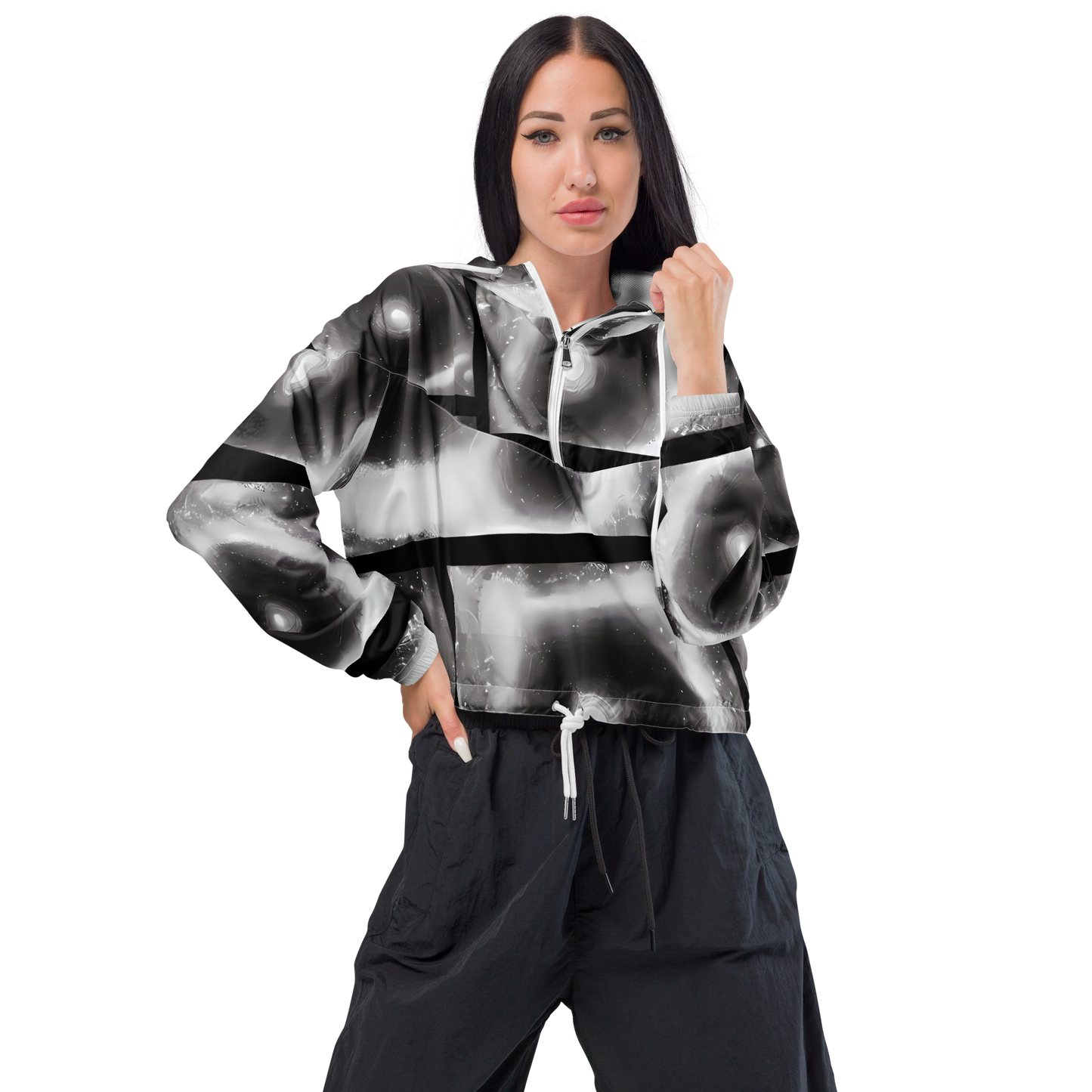 Women's Cropped Windbreaker - Arbus Whorls