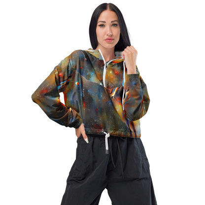 Women's Cropped Windbreaker - Brush Nebula