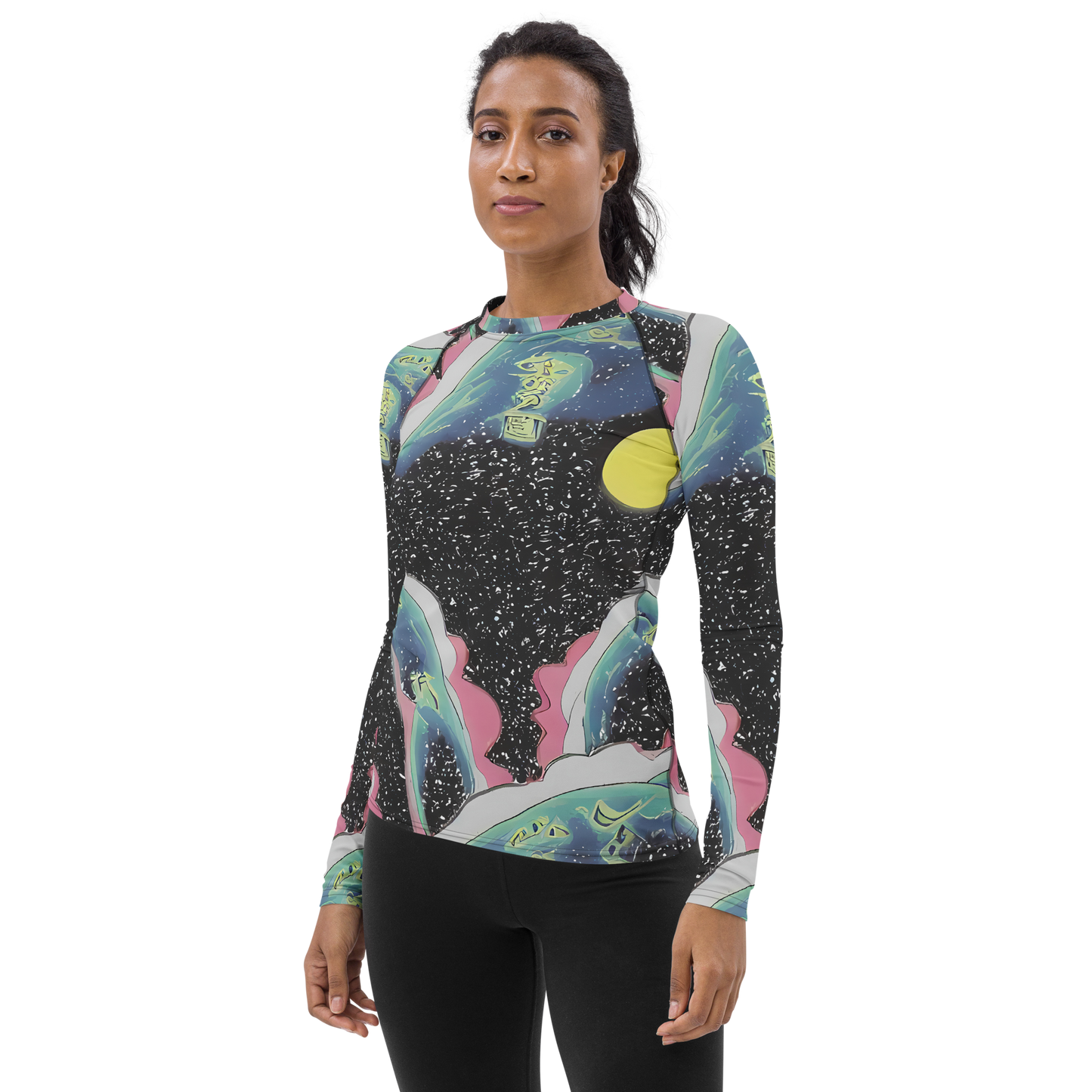 Women's Rash Guard - Lunar Waves