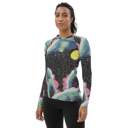 Women's Rash Guard - Lunar Waves