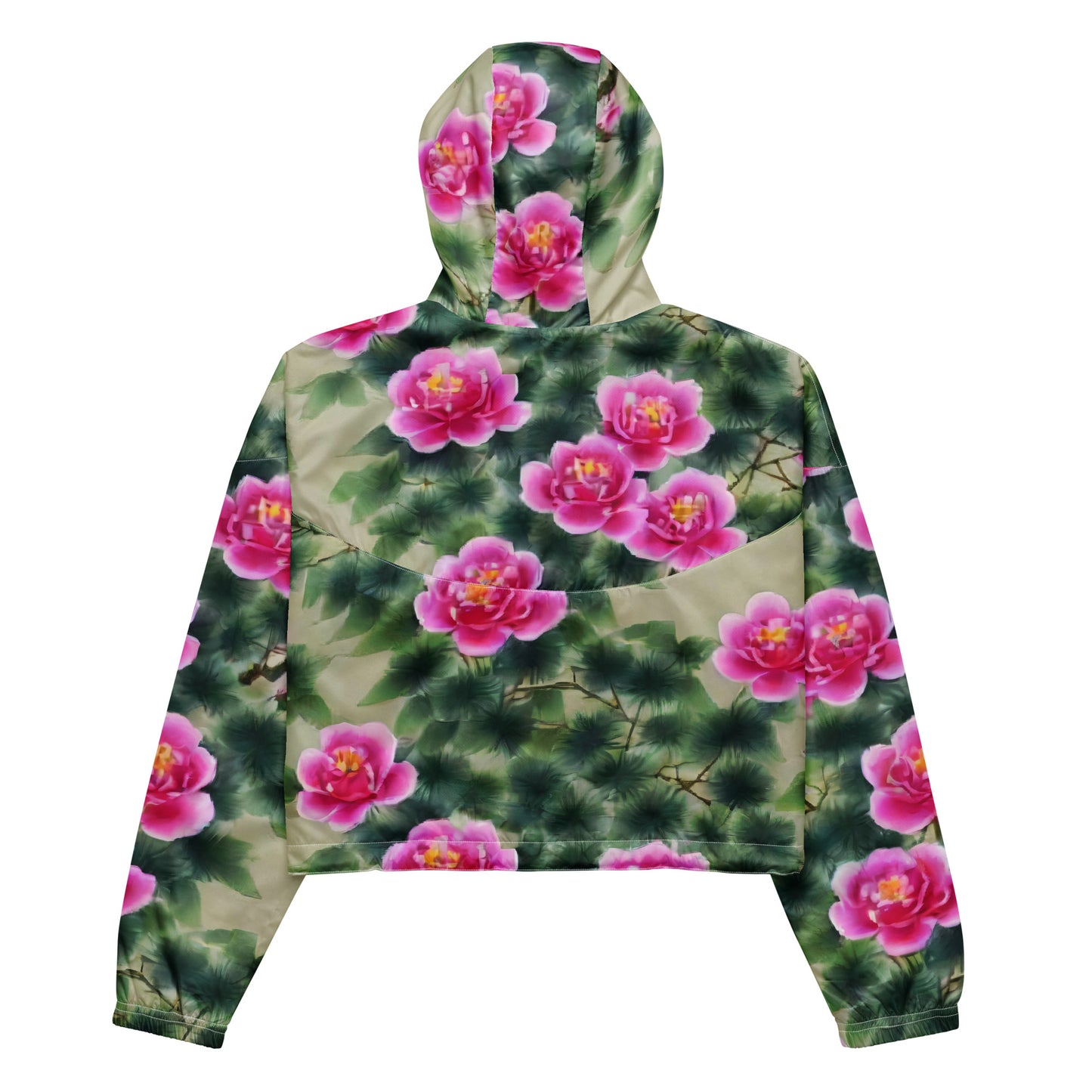 Women's Cropped Windbreaker - Blossom Reverie