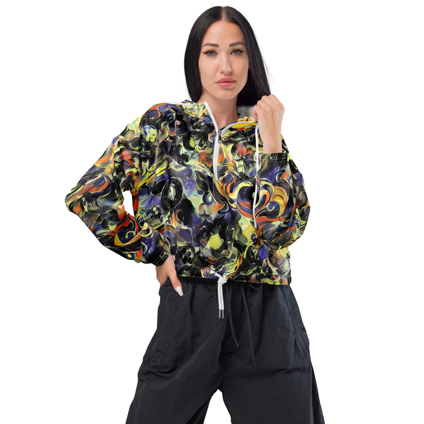 Women's Cropped Windbreaker - Twilight Chaos