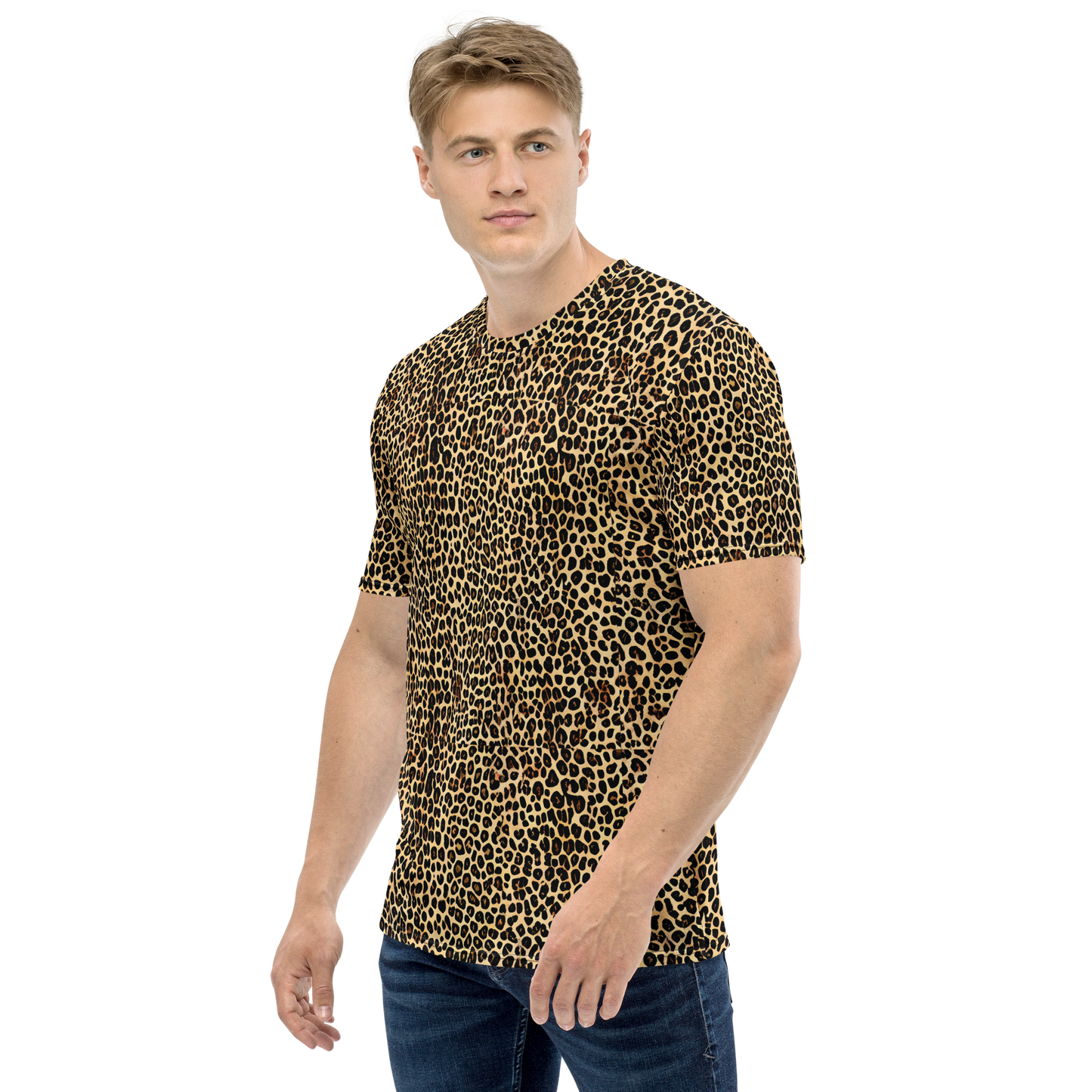 Men's Crew Neck T-Shirt - Cheetah Mosaic