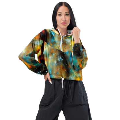 Women's Cropped Windbreaker - Abstract Tapestries