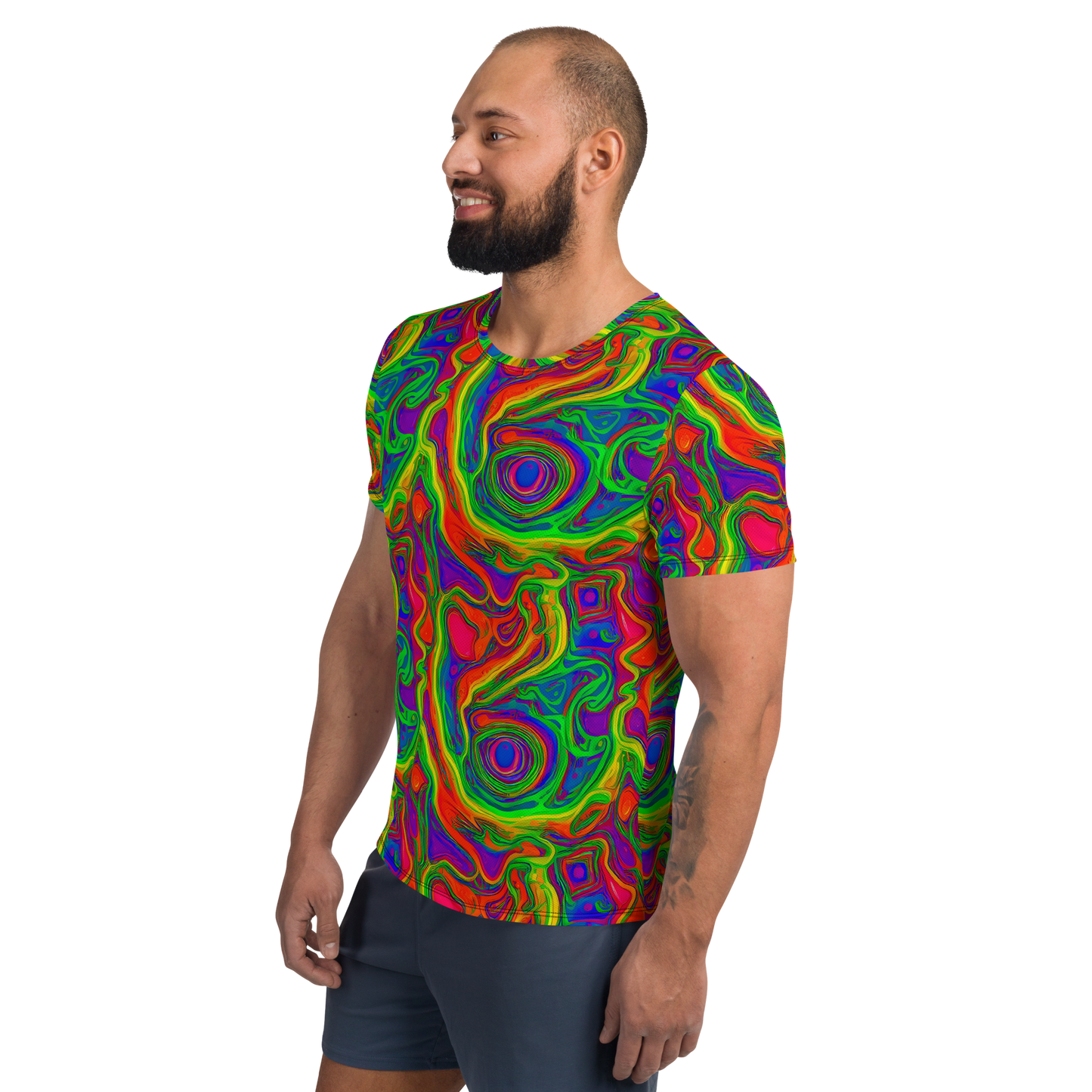 Men's Athletic T-Shirt - Psychedelic Waves