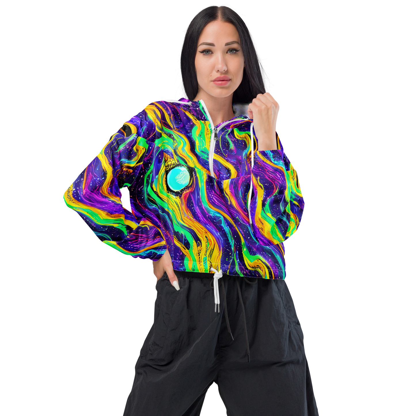 Women's Cropped Windbreaker - Jackson Swirl