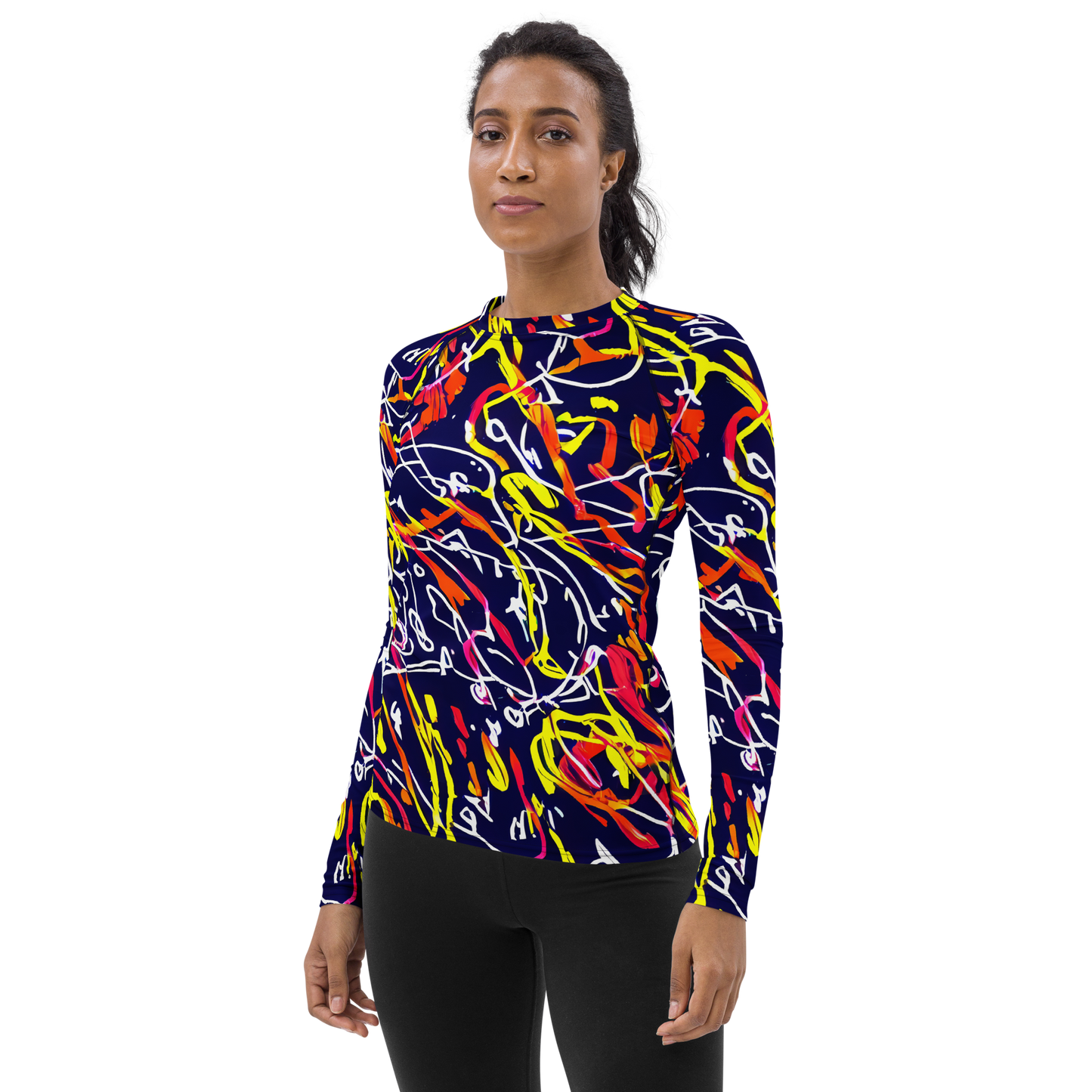 Women's Rash Guard - Neon Currents