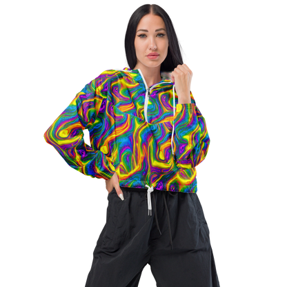 Women's Cropped Windbreaker - Electric Aurora