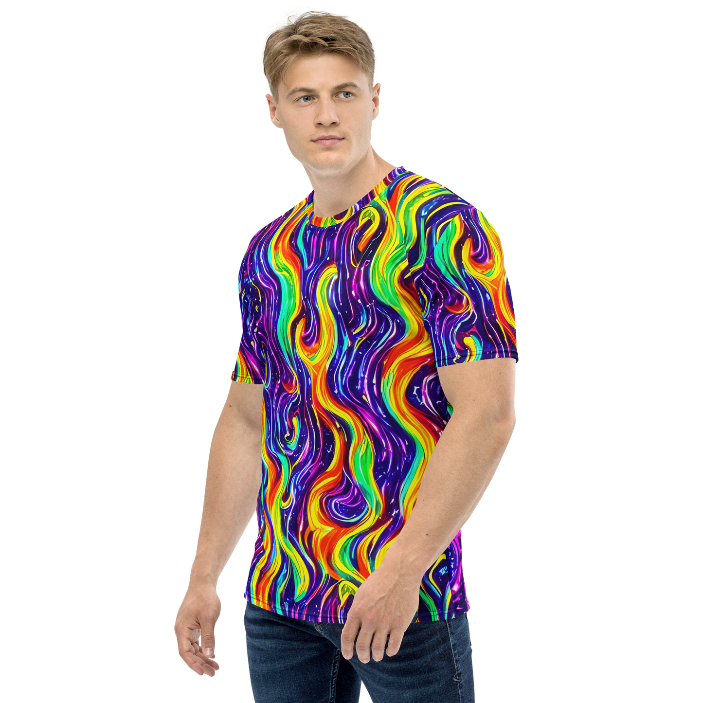 Men's Crew Neck T-Shirt - Galactic Flames