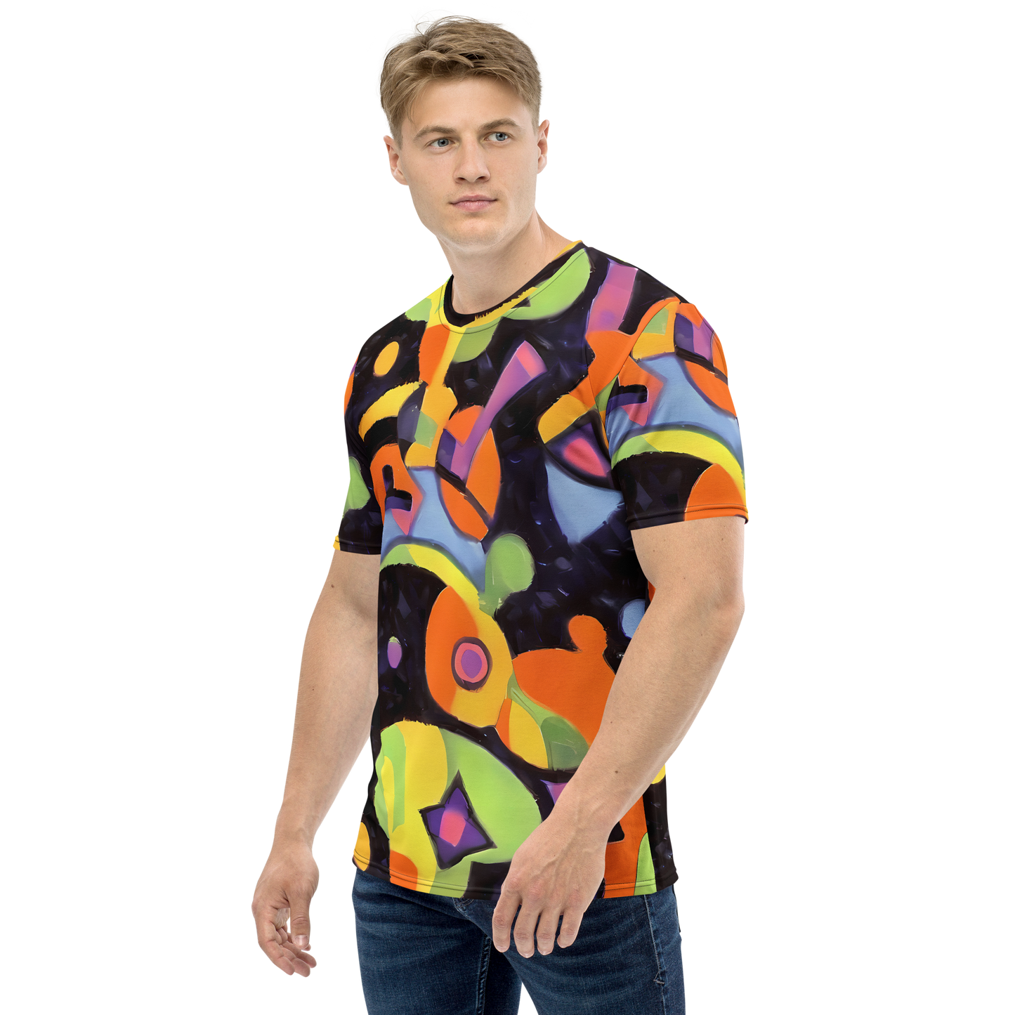 Men's Crew Neck T-Shirt - Neon Symphony