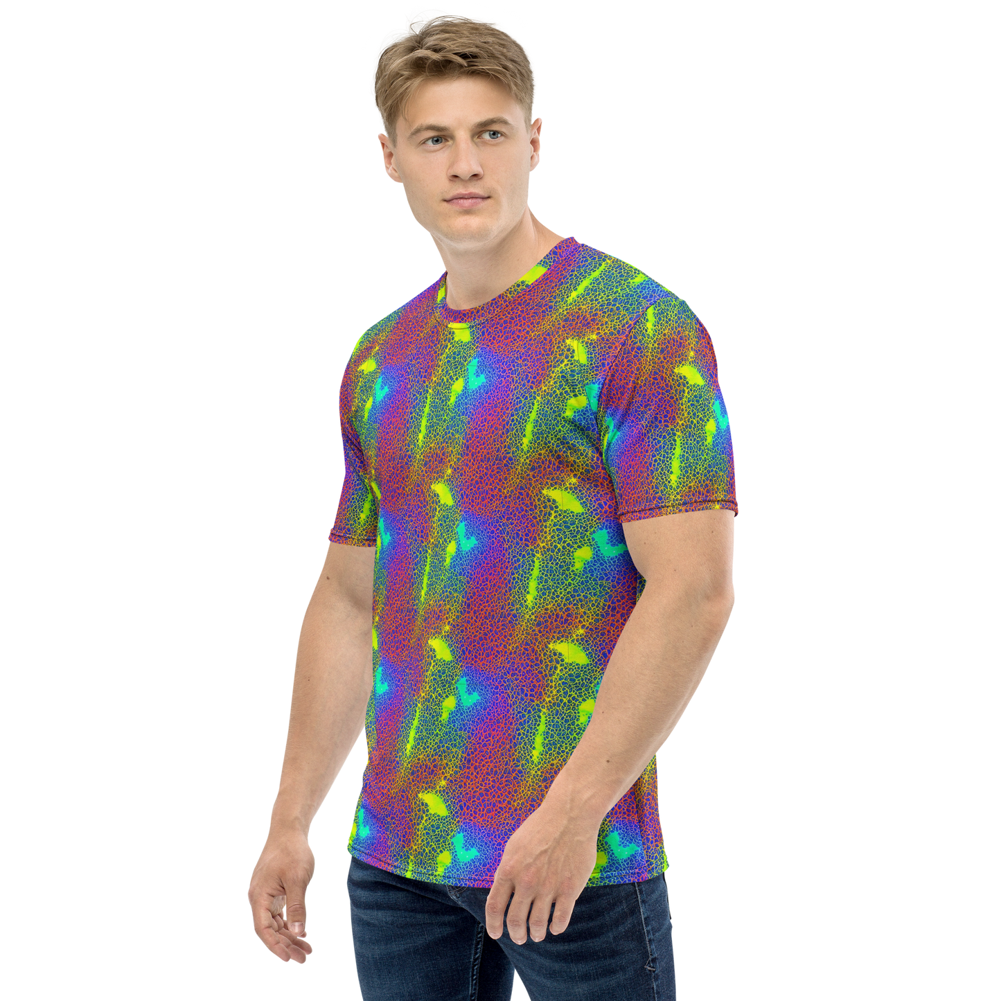 Men's Crew Neck T-Shirt - Prismatic Web