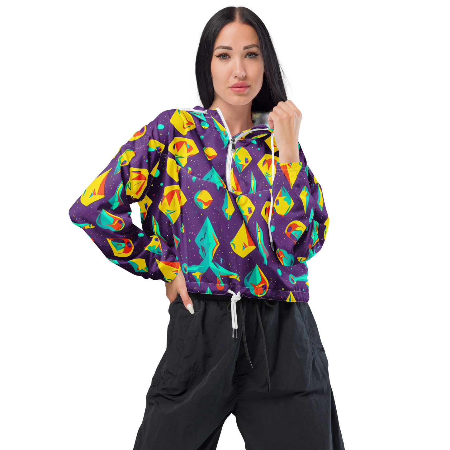 Women's Cropped Windbreaker - Cascading Prism