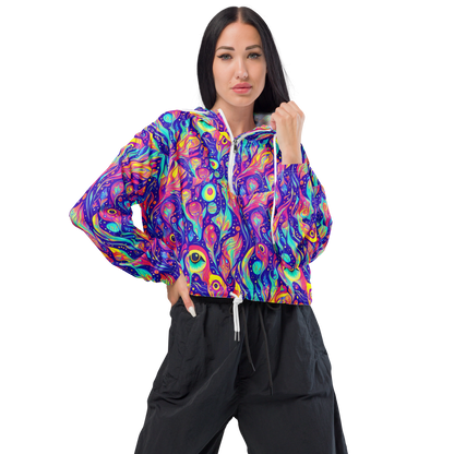 Women's Cropped Windbreaker - Mystic Petal Dance