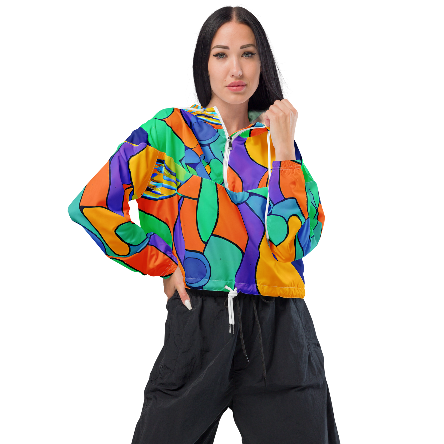 Women's Cropped Windbreaker - Archipenko Dream