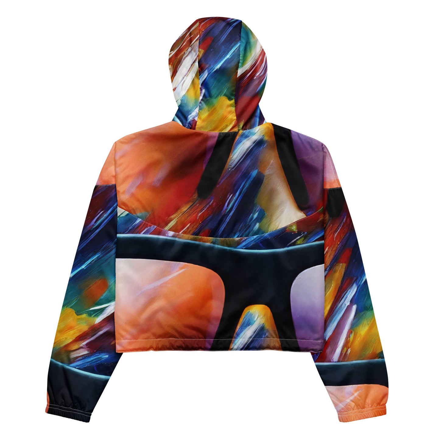 Women's Cropped Windbreaker - Brushstroke Symphony