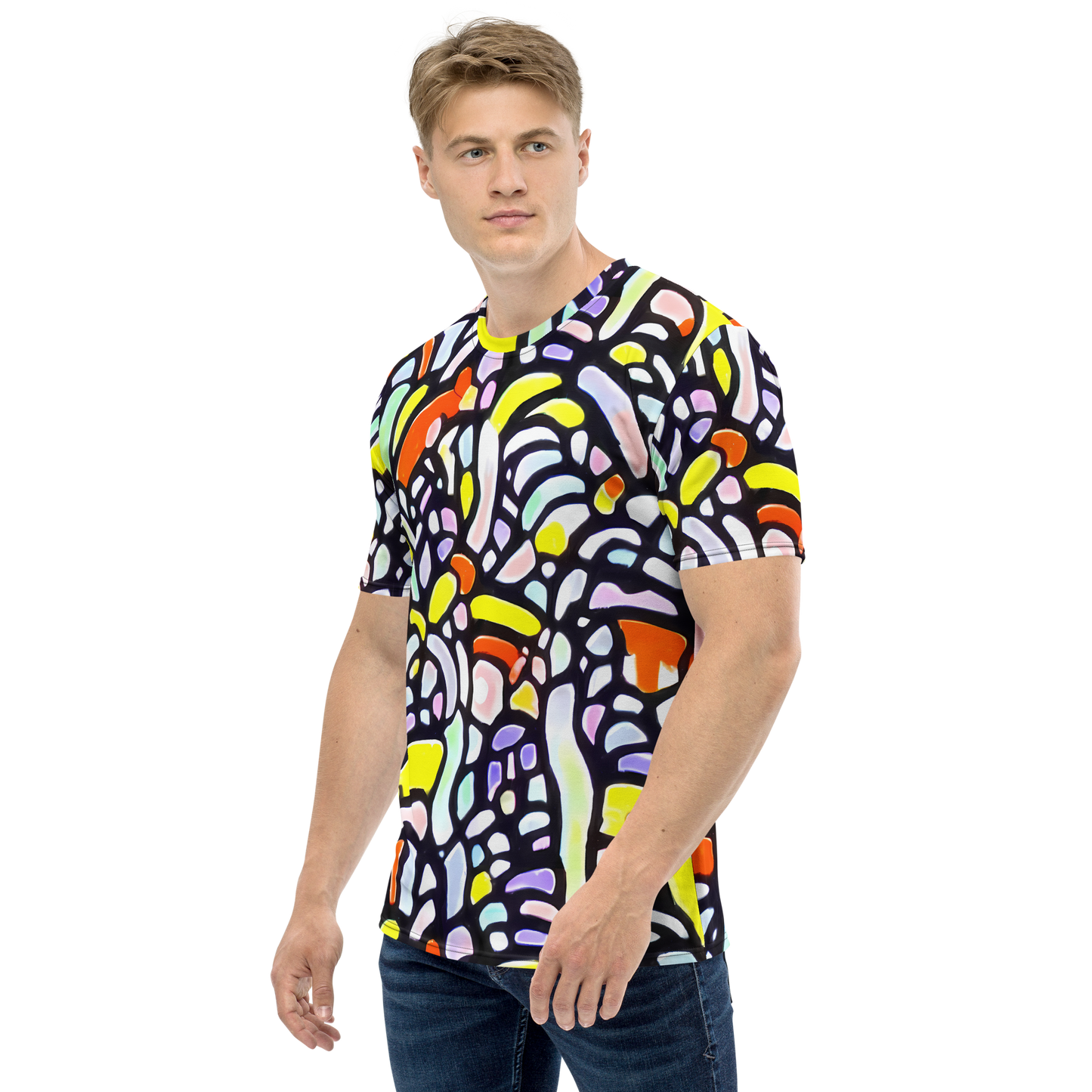 Men's Crew Neck T-Shirt - Cubist Carousel