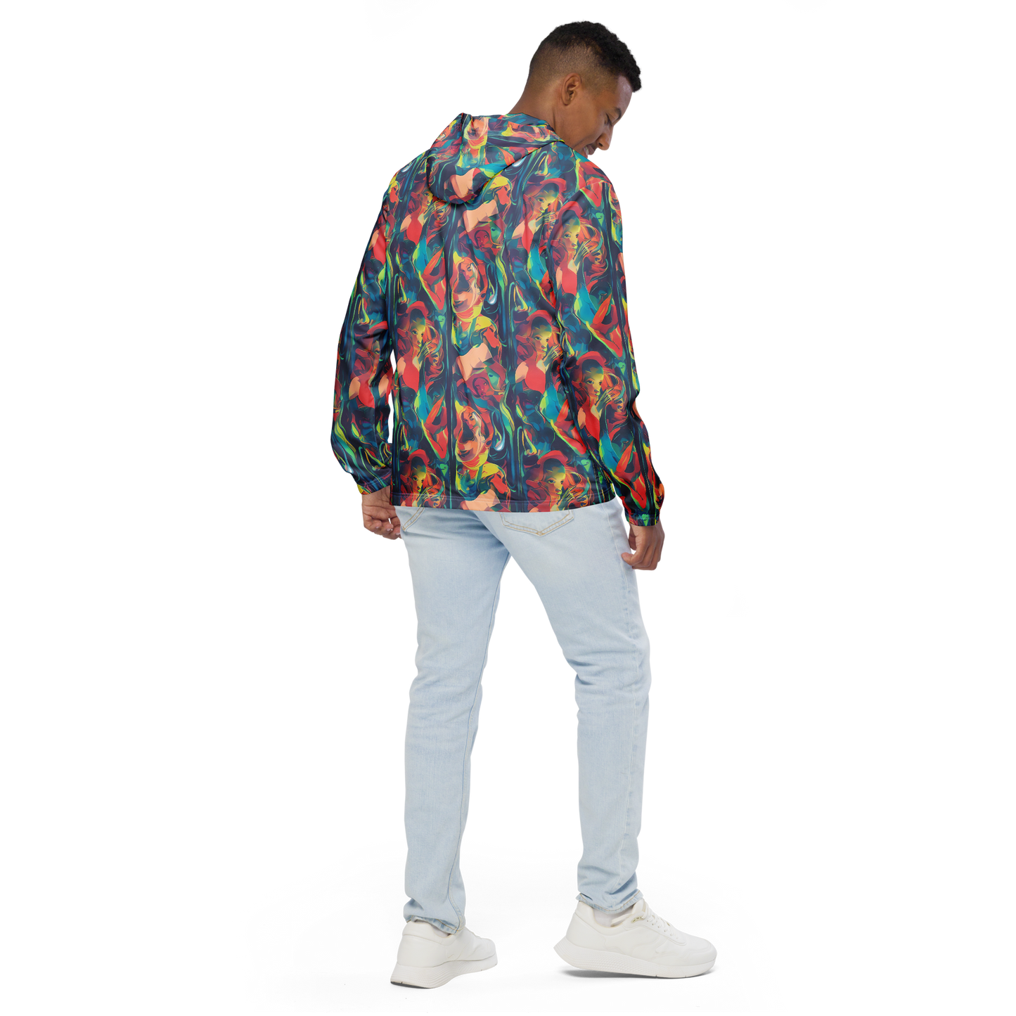 Men's Windbreaker - Neon Aurora