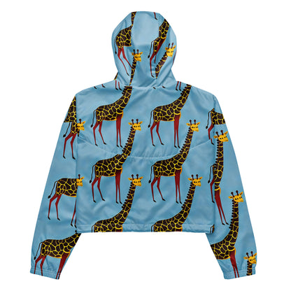 Women's Cropped Windbreaker - Giraffe Groove
