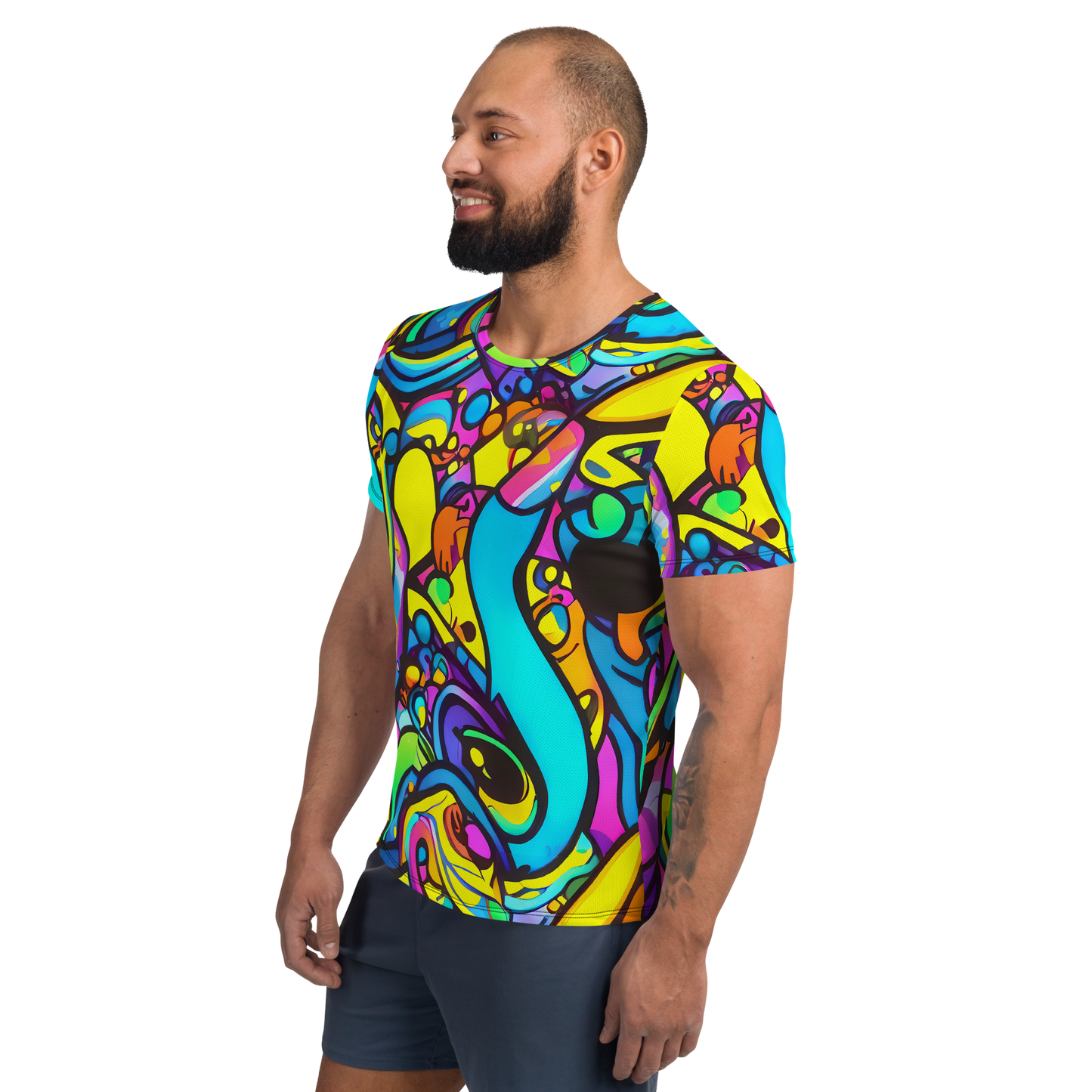 Men's Athletic T-Shirt - Kaleidoscopic Flow