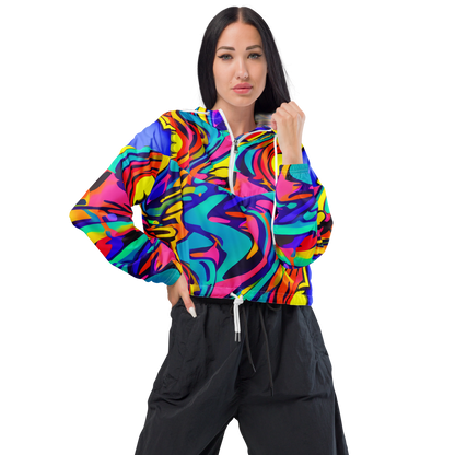 Women's Cropped Windbreaker - Electric Ecstasy