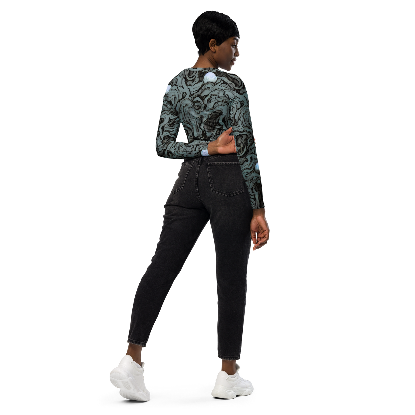 Long Sleeve Crop Top - Caruso Swirl