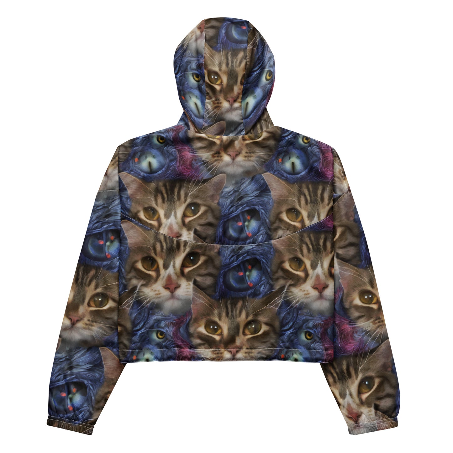 Women's Cropped Windbreaker - Feline Fantasy