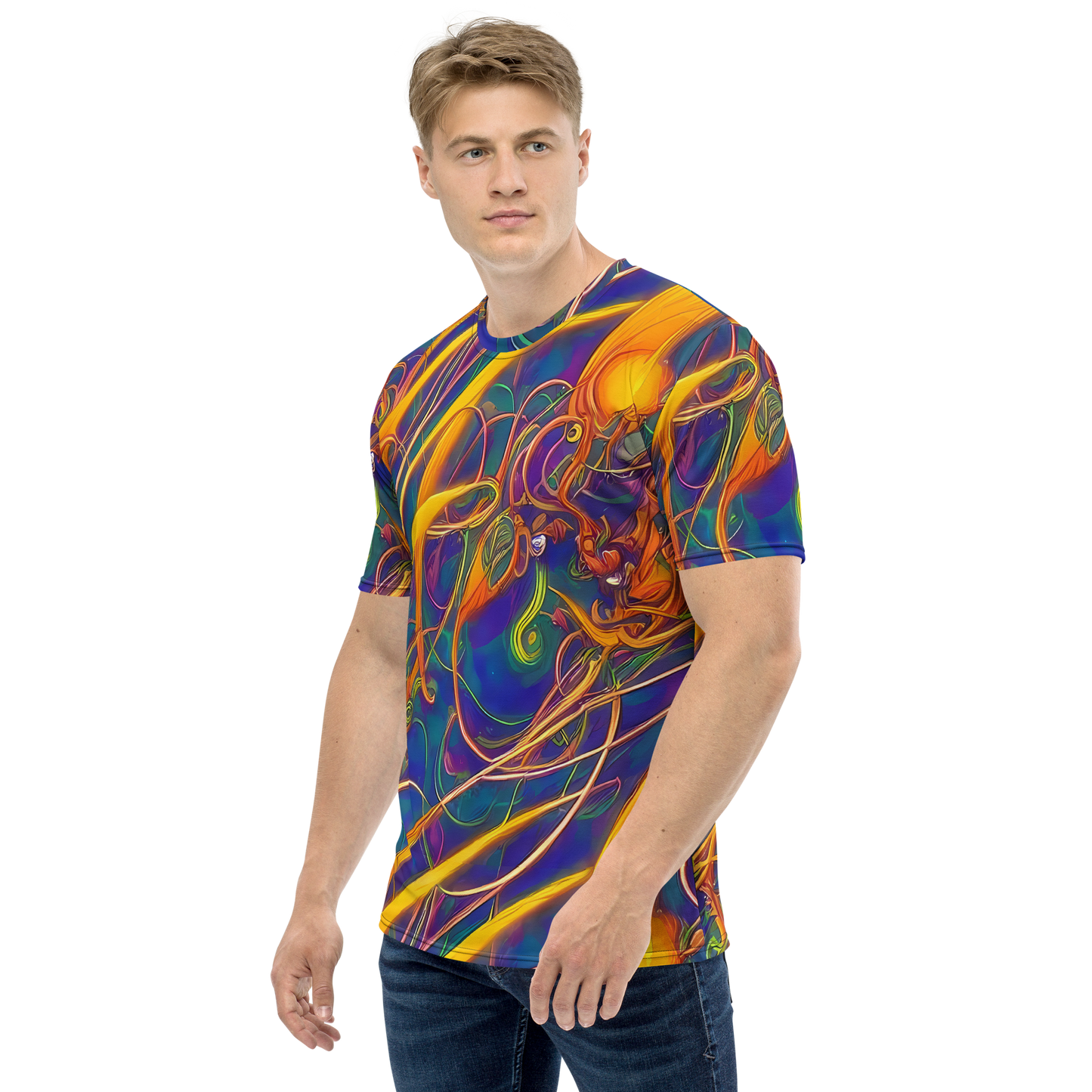 Men's Crew Neck T-Shirt - Luminous Whirl