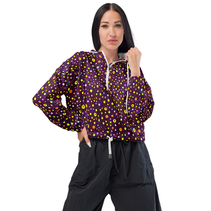 Women's Cropped Windbreaker - Cosmic Dotscape