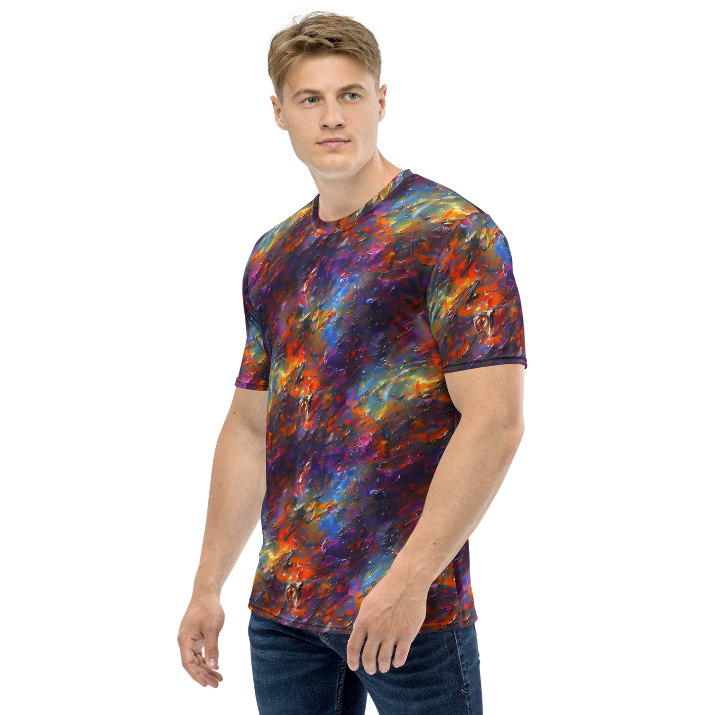 Men's Crew Neck T-Shirt - Auroral Ripples