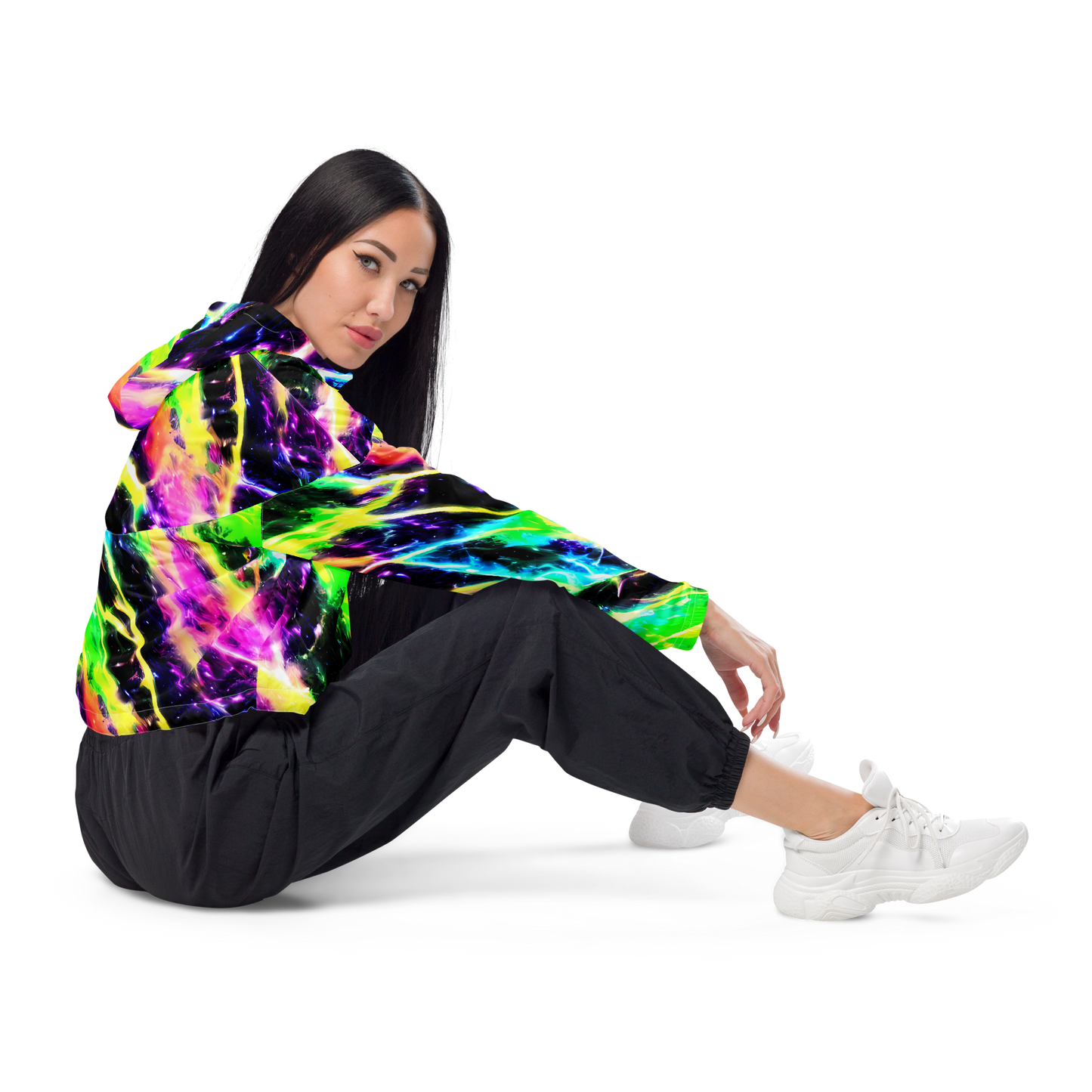 Women's Cropped Windbreaker - Chromatic Surge