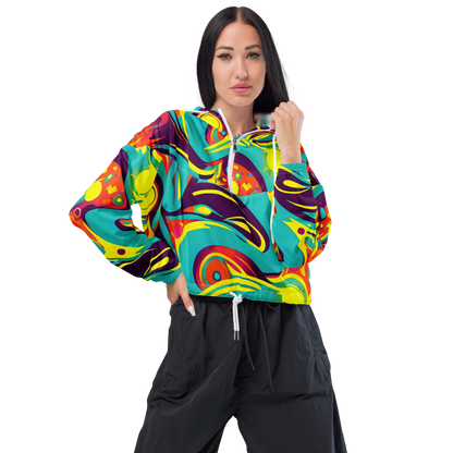 Women's Cropped Windbreaker - Retro Ribbon