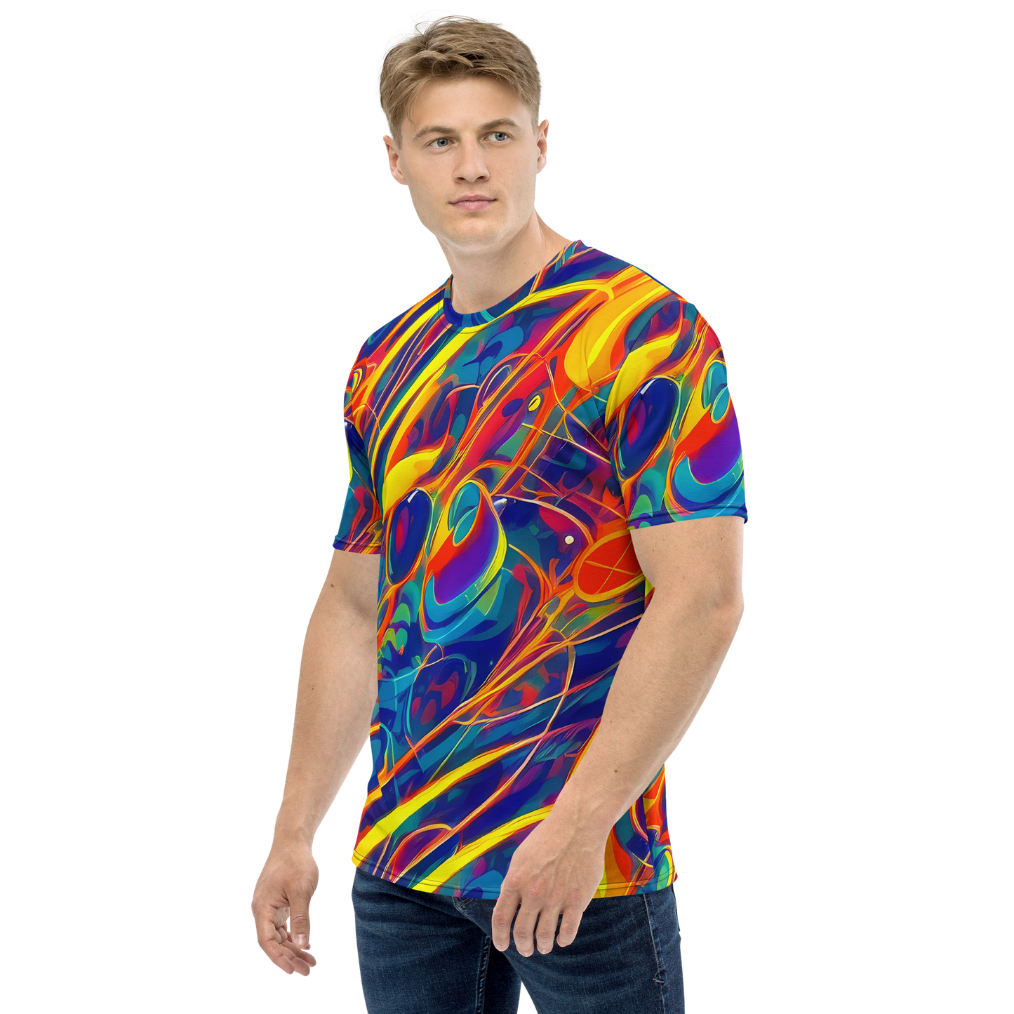 Men's Crew Neck T-Shirt - Abstract Blaze