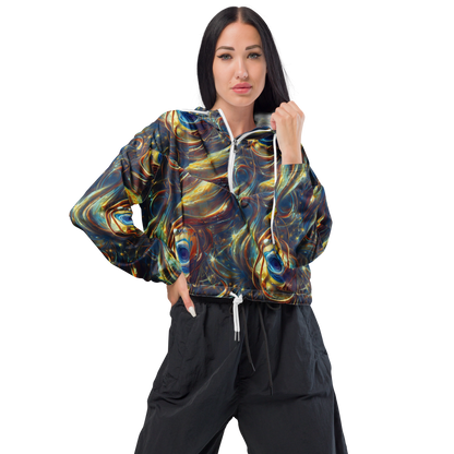 Women's Cropped Windbreaker - Celestial Vortex