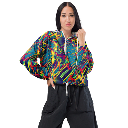 Women's Cropped Windbreaker - Cosmic Inferno
