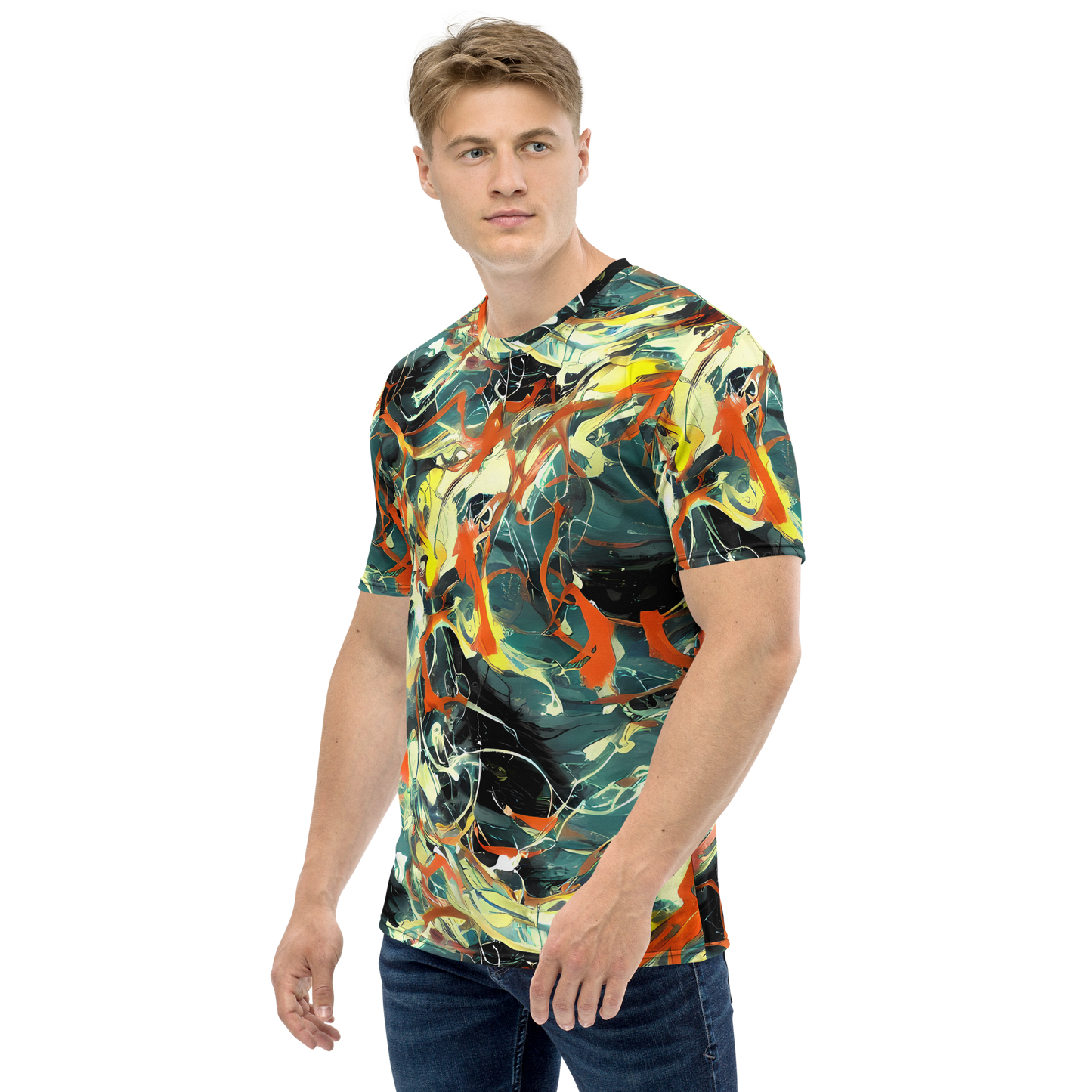 Men's Crew Neck T-Shirt - Fluid Firestorm