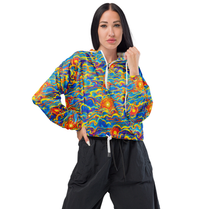 Women's Cropped Windbreaker - Chroma Ripple