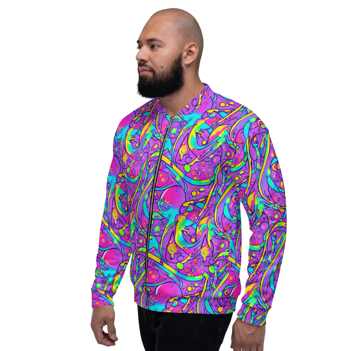 Bomber Jacket - Neon Galaxy Whirl