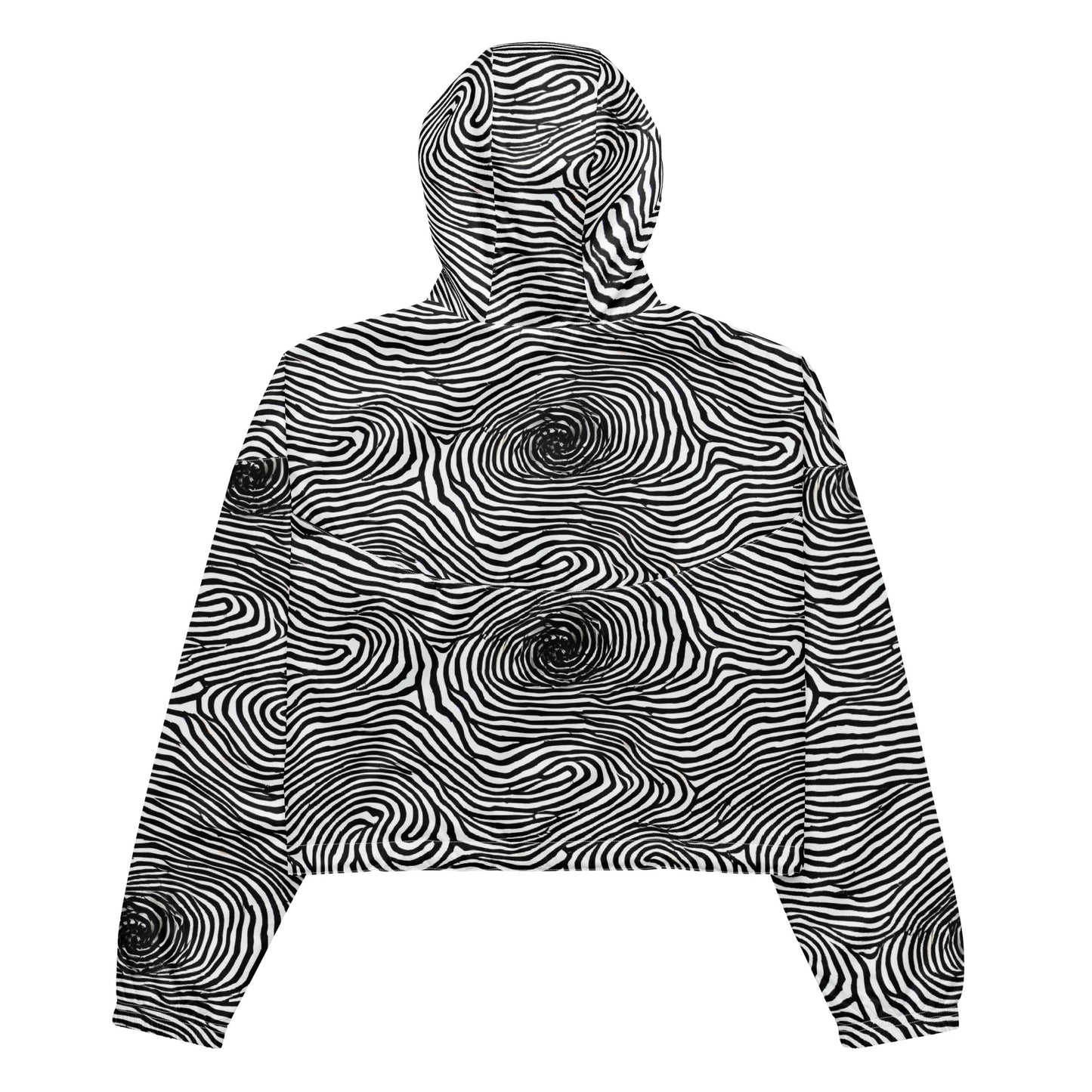 Women's Cropped Windbreaker - Black And White Rhapsody