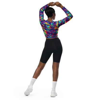 Long Sleeve Crop Top - Spectrum Streaks