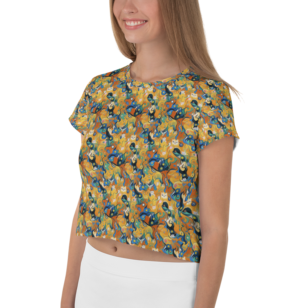 Women's Crop Tee - Whimsical Feline Dance