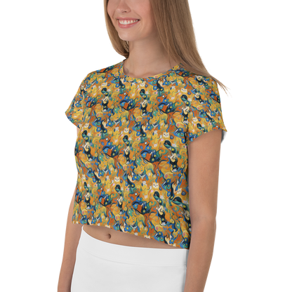 Women's Crop Tee - Whimsical Feline Dance