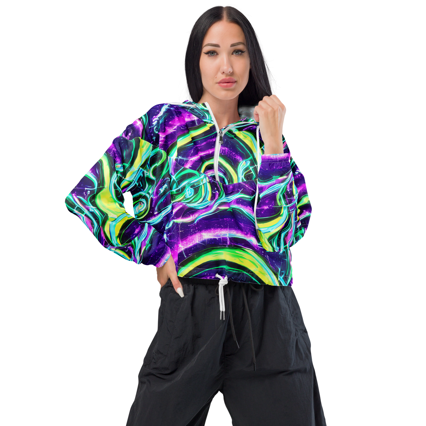 Women's Cropped Windbreaker - Quesnel's Vortex